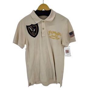 FANTASTIC Vingage Flying Tigers Embroidered and Patched Avirex Polo Shirt - M